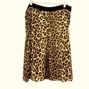 Jones New York Leopard Print Ribbon Waist Brocade Skirt / A-Line Midi 12